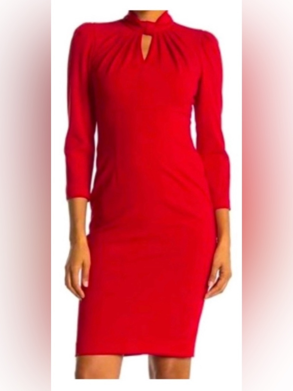Calvin Klein Bold Red Midi Dress with Keyhole accent Size 10 Like New!